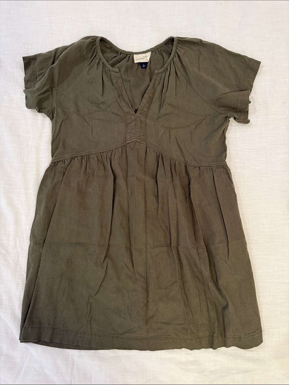 Universal Thread Olive Green Short Sleeve Empire Waist Dress